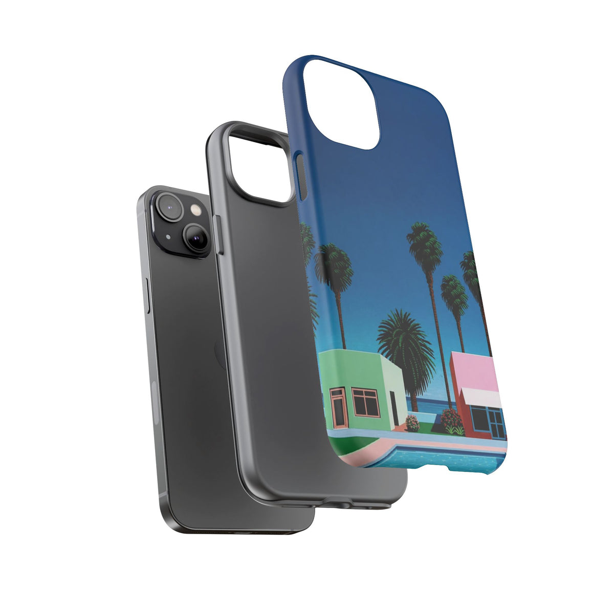 Beach House Phone Case — Pastel Palm Trees Cobalt Blue Sky