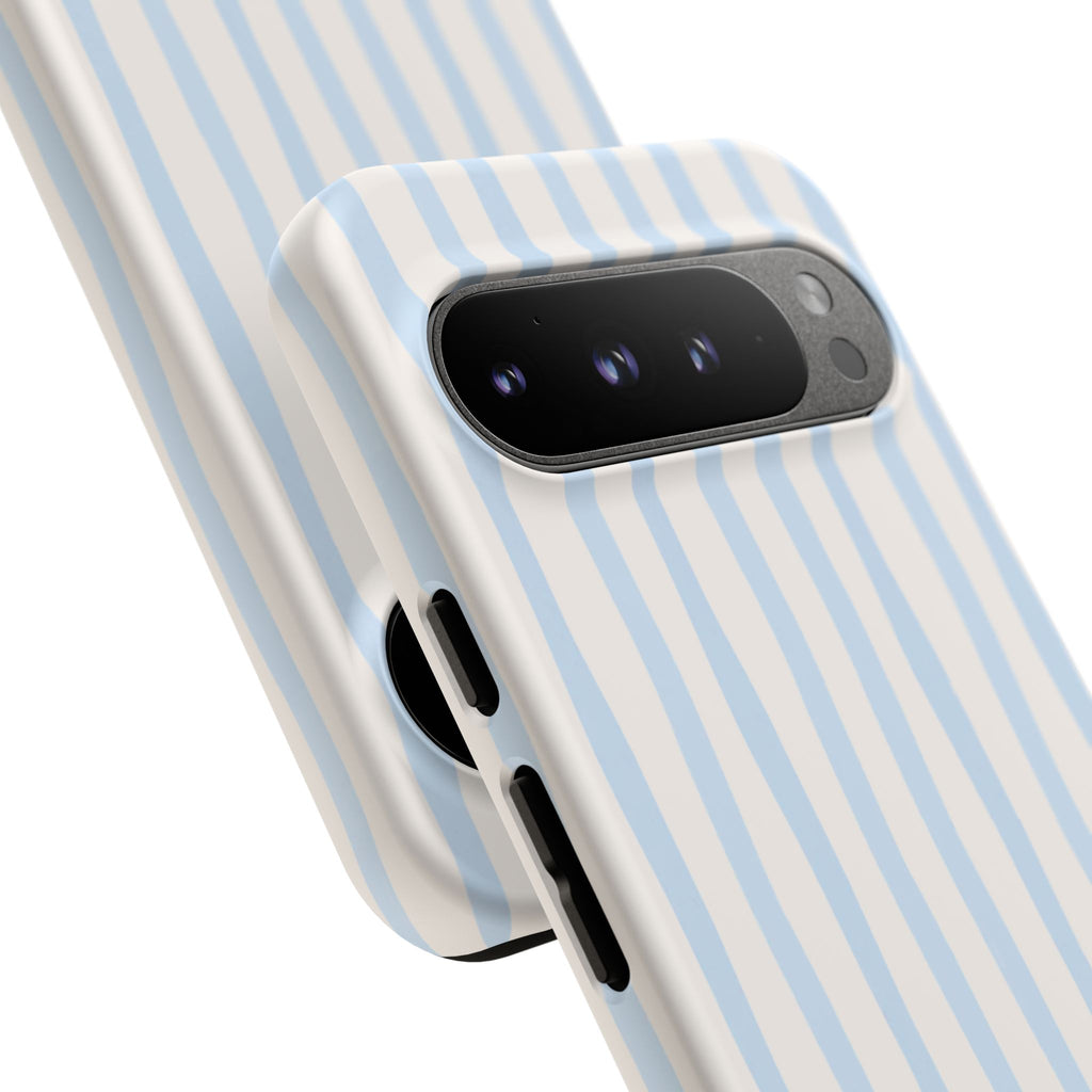 Baby Blue Stripe Phone Case — Soft Wavy Lines Cream Aesthetic