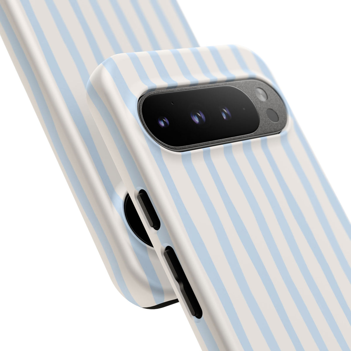 Baby Blue Stripe Phone Case — Soft Wavy Lines Cream Aesthetic