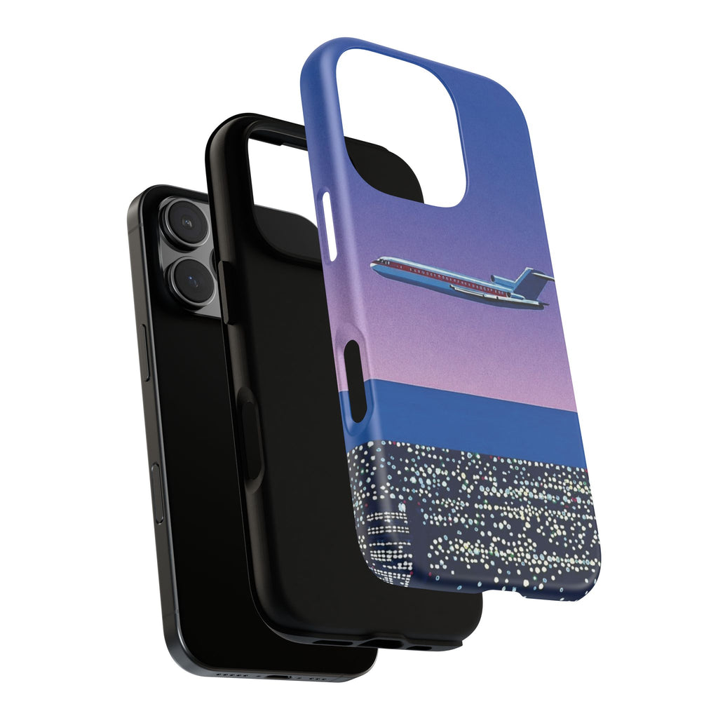 Retro Airplane Phone Case — Purple Night City Vintage Art