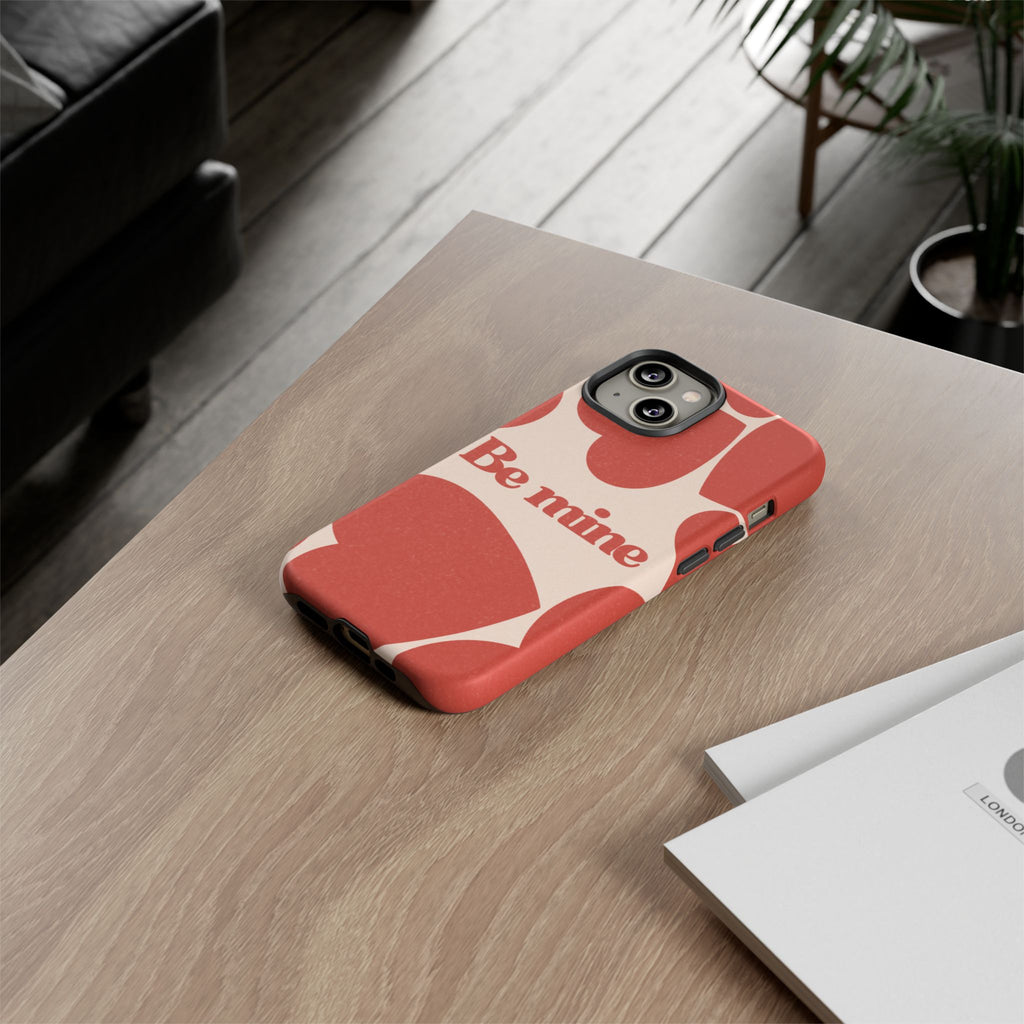 Be Mine Phone Case — Retro Hearts Terracotta Cream Romantic