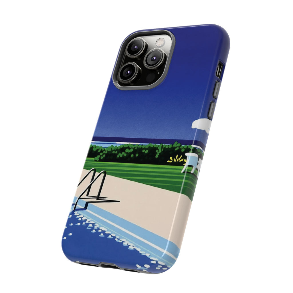 Poolside Phone Case — Bold Blue Summer Art Illustration