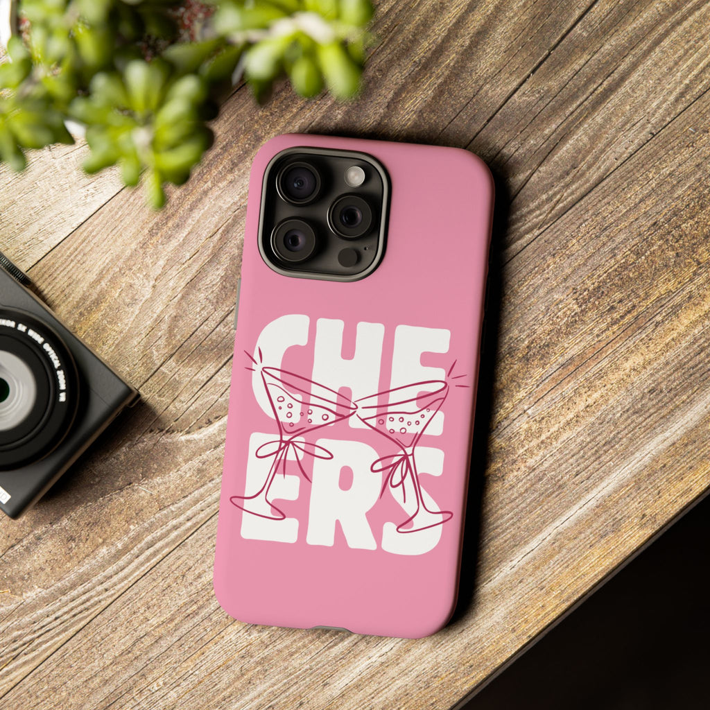 Cheers Phone Case — Pink Martini Glasses Bold Bubblegum