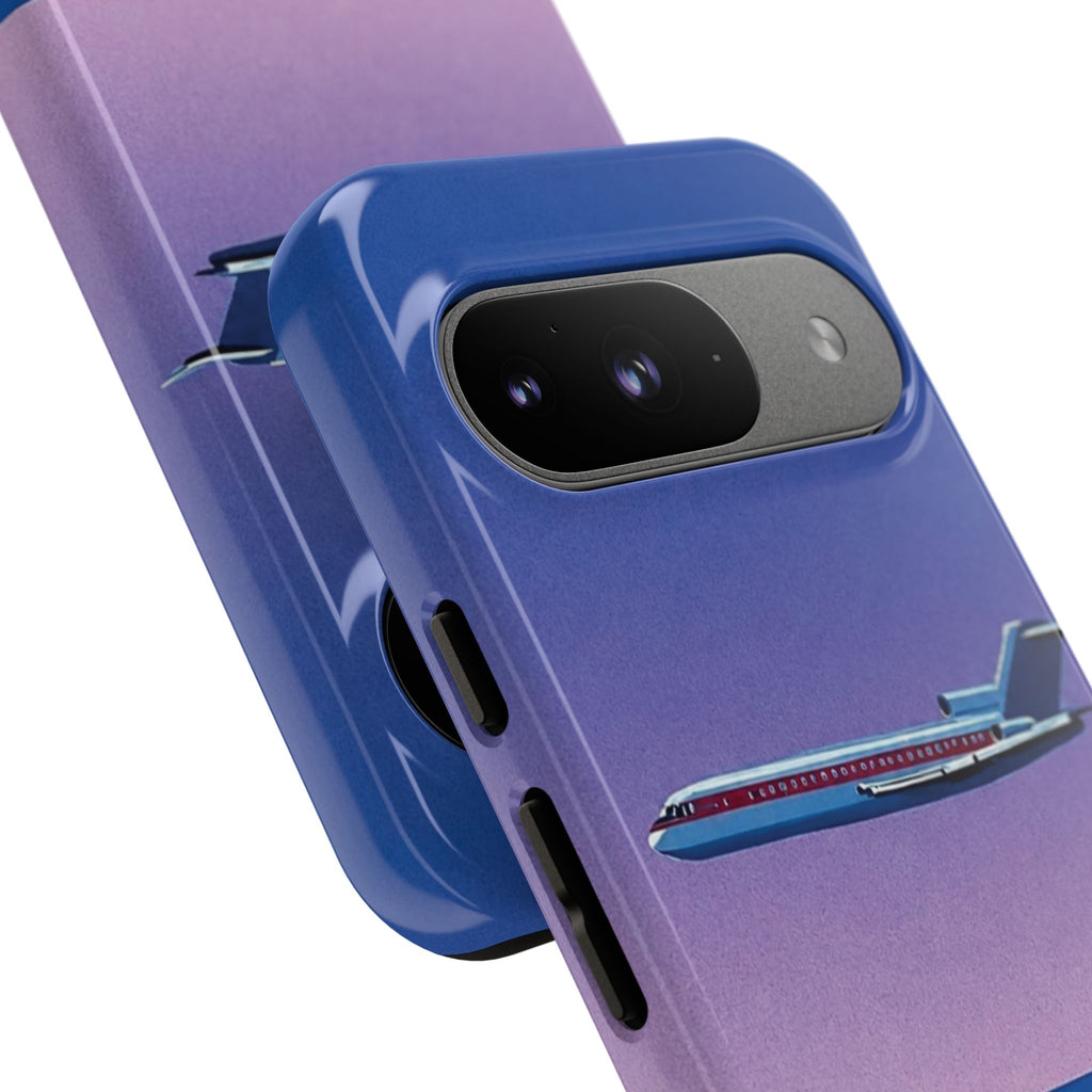 Retro Airplane Phone Case — Purple Night City Vintage Art