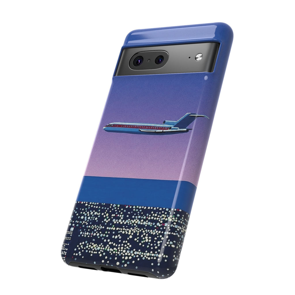 Retro Airplane Phone Case — Purple Night City Vintage Art