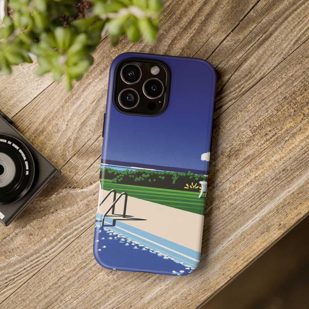 Poolside Phone Case — Bold Blue Summer Art Illustration