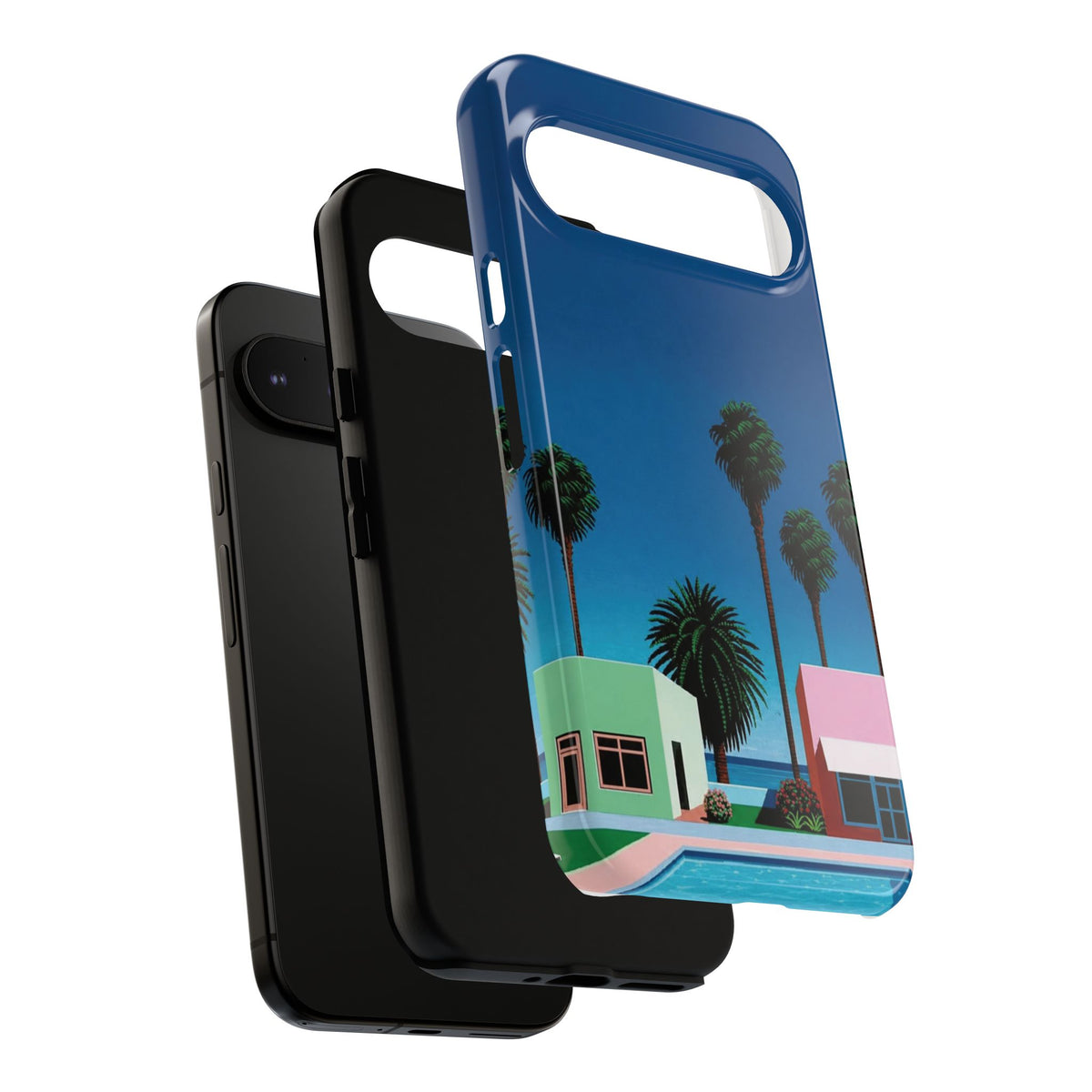 Beach House Phone Case — Pastel Palm Trees Cobalt Blue Sky