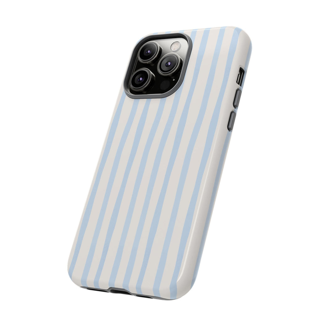 Baby Blue Stripe Phone Case — Soft Wavy Lines Cream Aesthetic