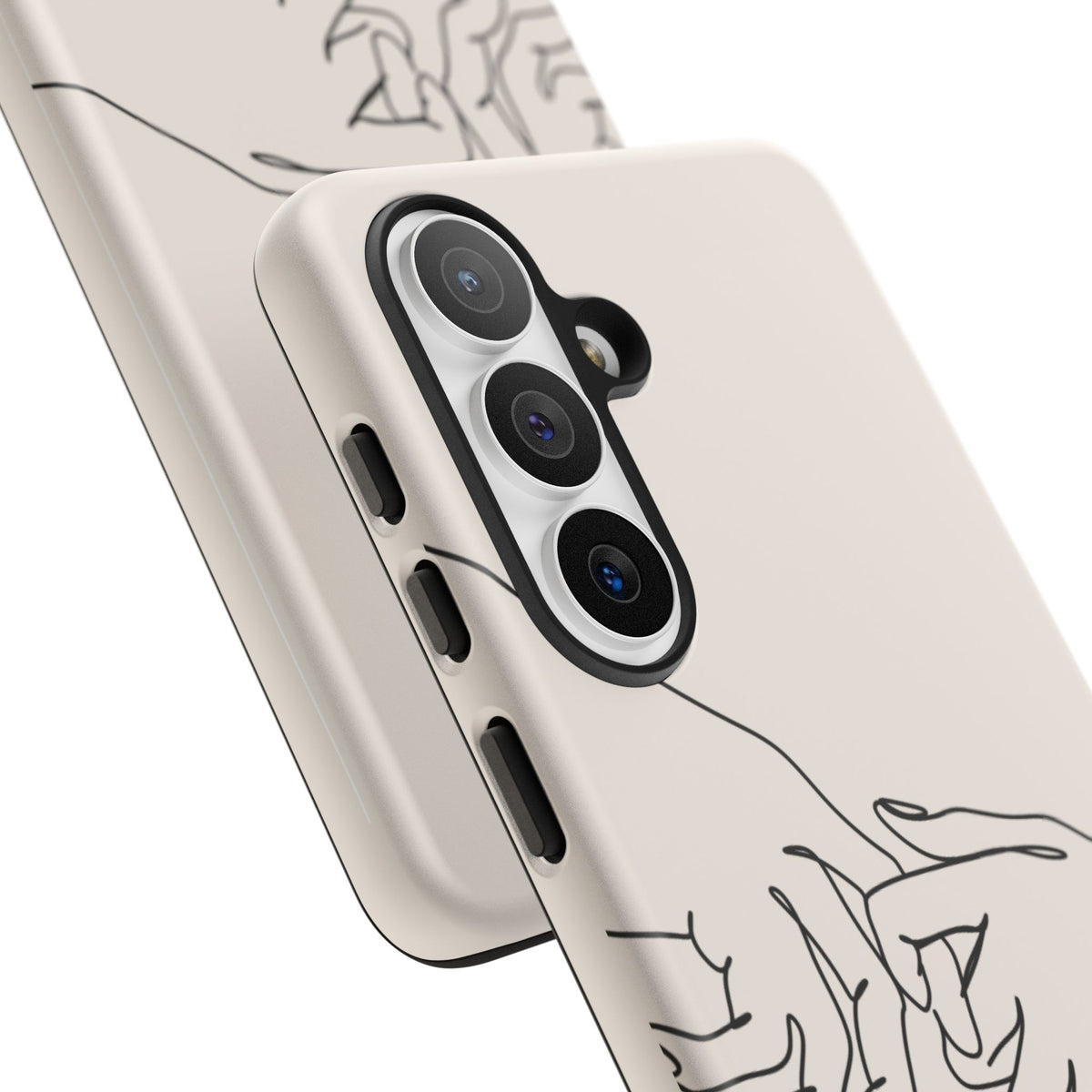 Holding Hands Phone Case — Minimalist Line Art Cream Romantic